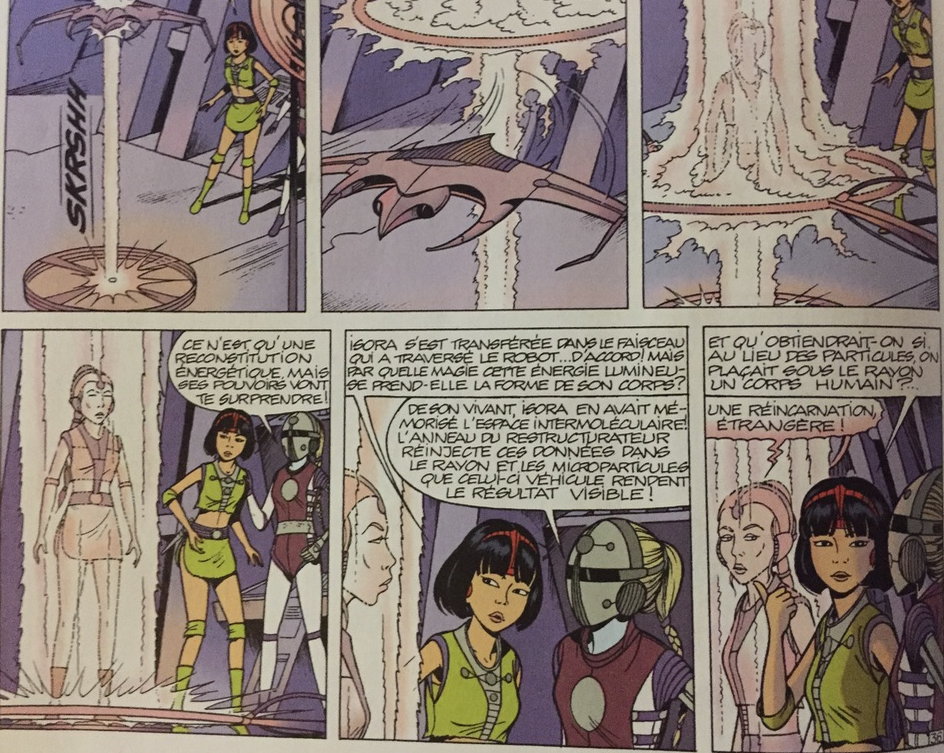 Photo description: a photograph of a page from Yoko Tsuno, La porte des âmes.