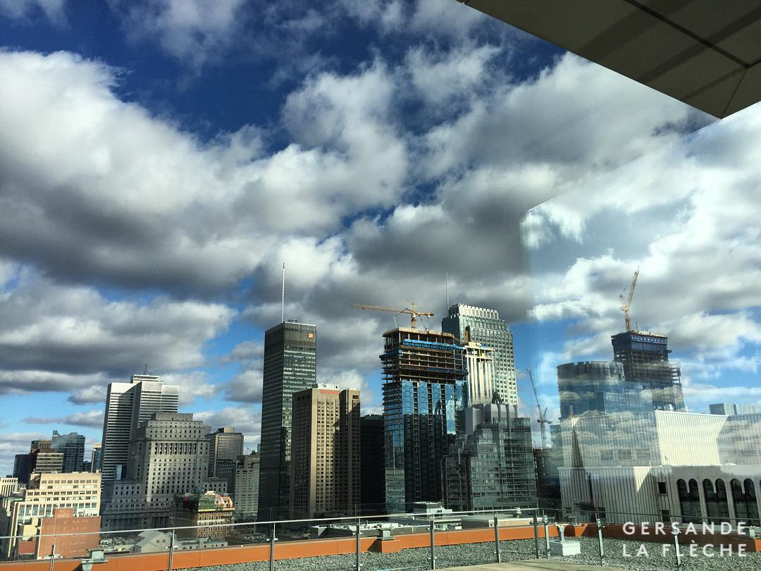 Photo by the author of the Montréal skyline from the top of Concordia University.