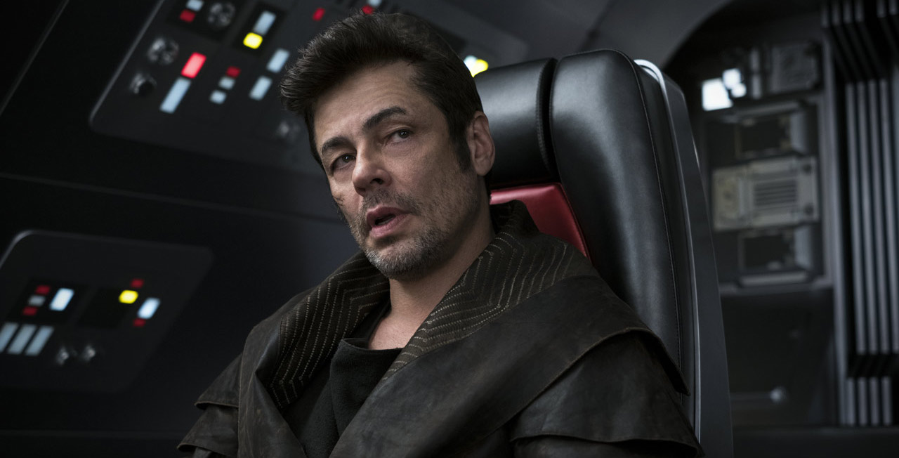 Benicio Del Toro on the set of The Last Jedi as his character DJ.