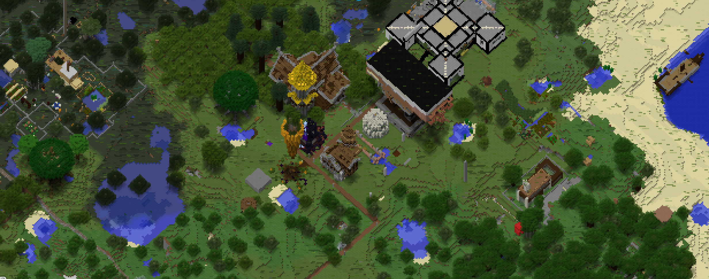 A screenshot of the original spawn point (note the gigantic, floating carrot), from the Germinal Minecraft server map.