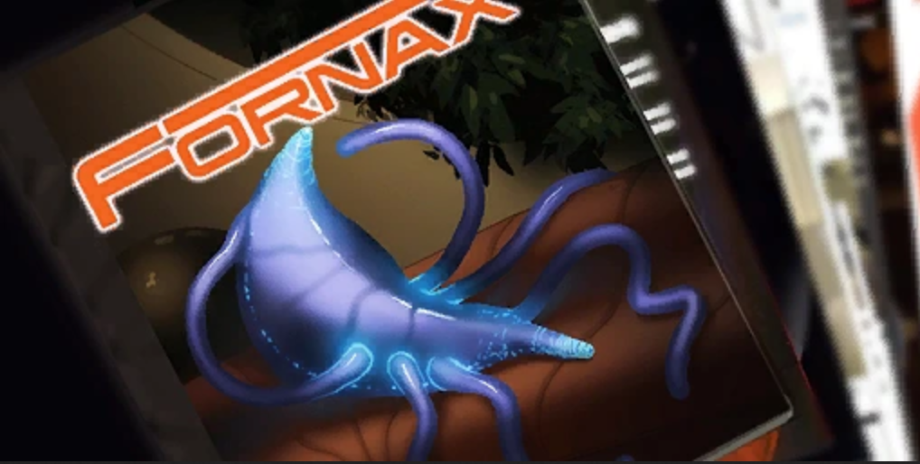 An up-close screenshot of Fornax, the in-game porn magazine in the Mass Effect Universe. I love that Mass Effect has porn lol.