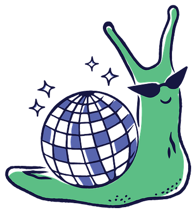 Logo du Flourish Fest, un petit escargot disco!